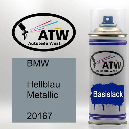 BMW, Hellblau Metallic, 20167: 400ml Sprühdose, von ATW Autoteile West.